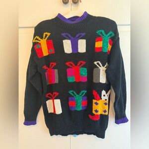 Sugar Co. LTD Vintage 80s 90s Christmas Holiday Sweater Cat Size Medium EUC